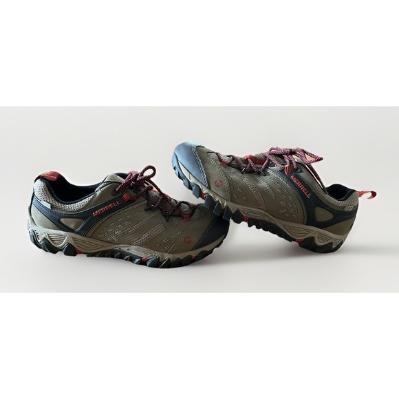 Merrell Shoes - Merrell All Out Blaze Brown/Red Vent Mid Waterproof Hiking Boots Women's Size 11